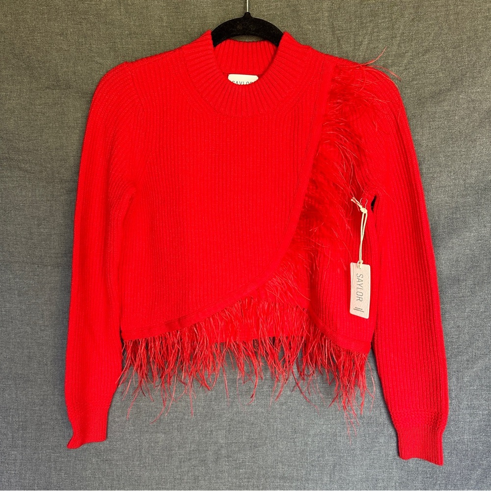 NWT Red FINITA Feather Sweater